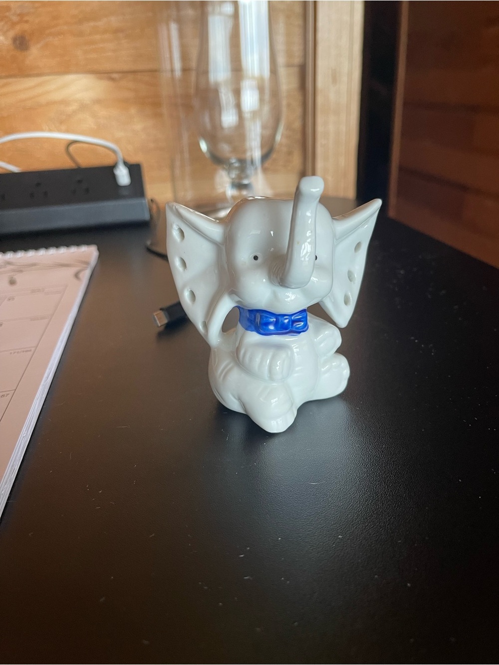 Vintage White Ceramic Elephant ring and earring holder